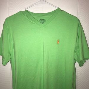 Men’s V-neck Ralph Lauren lime green polo